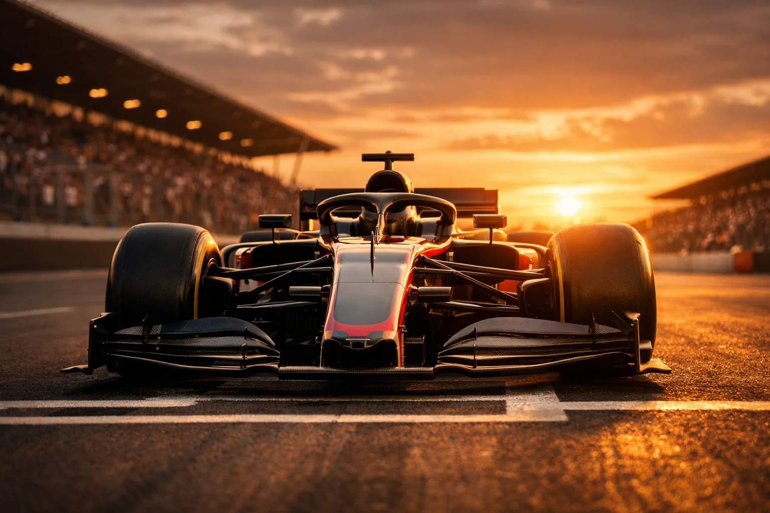 Monoposto di Formula 1 sulla griglia di partenza pronta per il Gran Premio